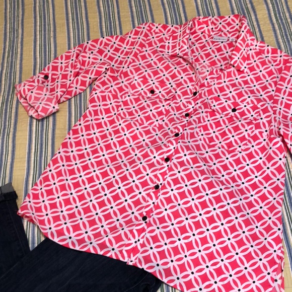 Kim Rogers fun floral print blouse - Picture 1 of 3